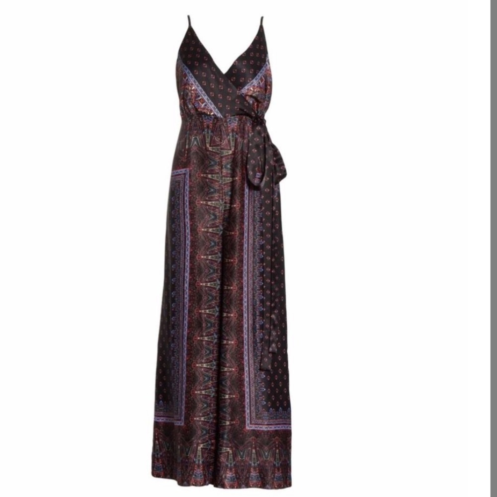 Free People Black Combo Printed Wrap Romper